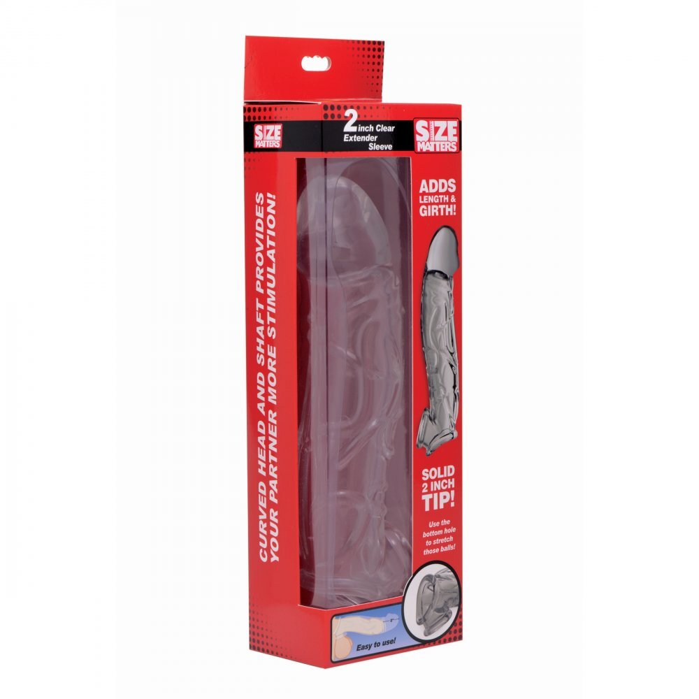 shop size matters 2 inch clear penis extender sleeve