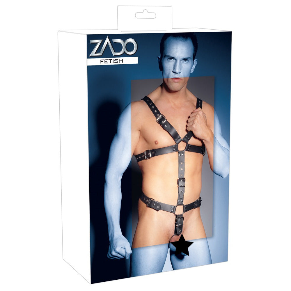 shop zado mens leather adjustable harness with cock ring