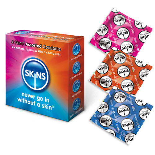 skins condoms assorted 4 pack