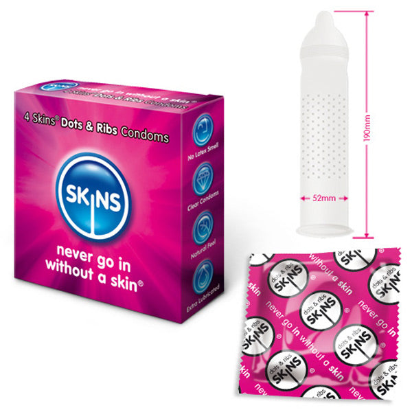 skins condoms dots and ribs 4 pack