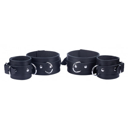 the red arm to forearm leather shackles