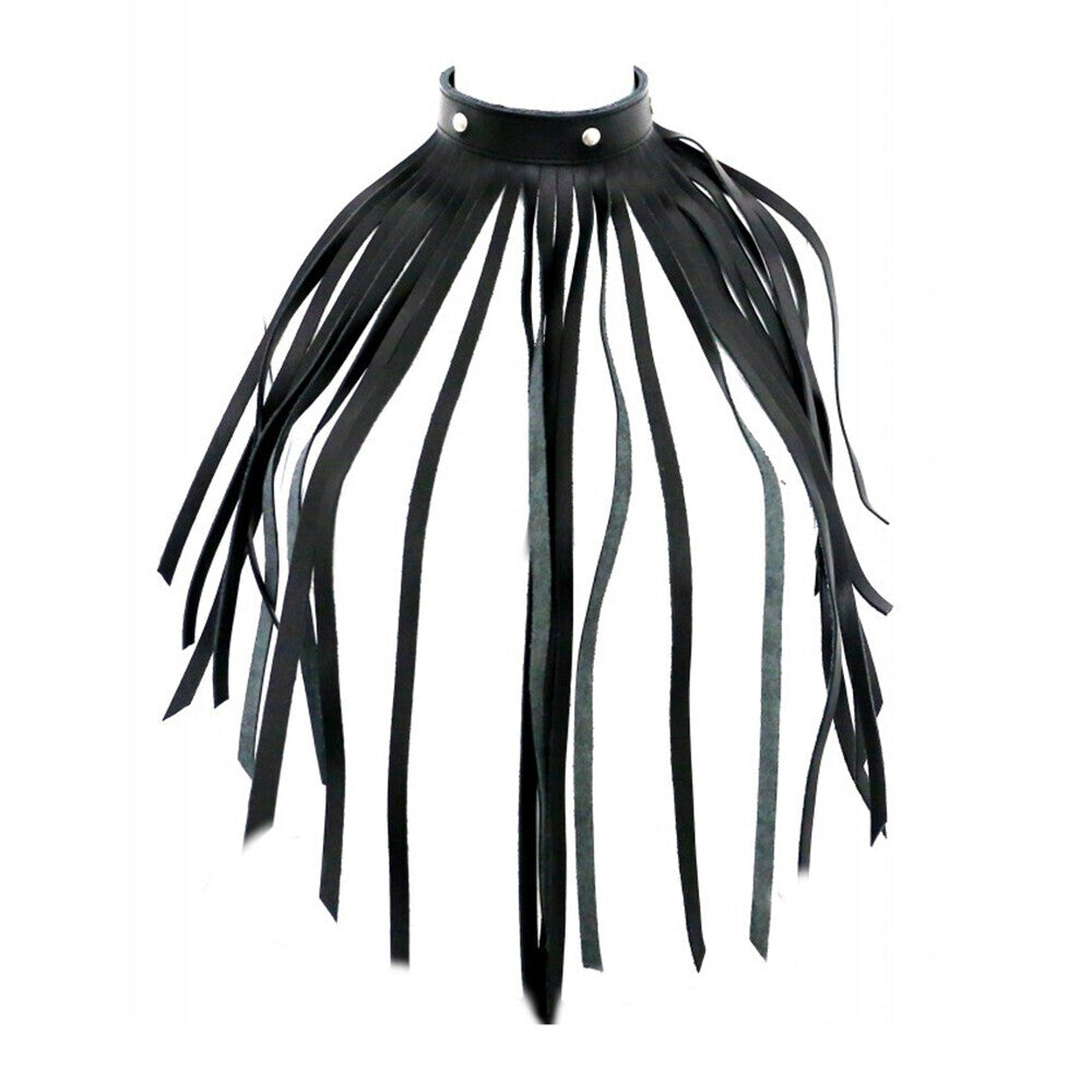 the red leather fringe necklace collar
