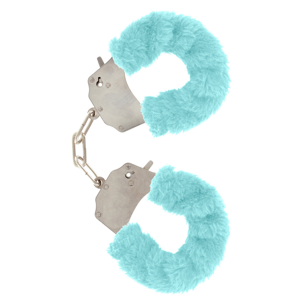 toyjoy furry fun wrist cuffs aqua