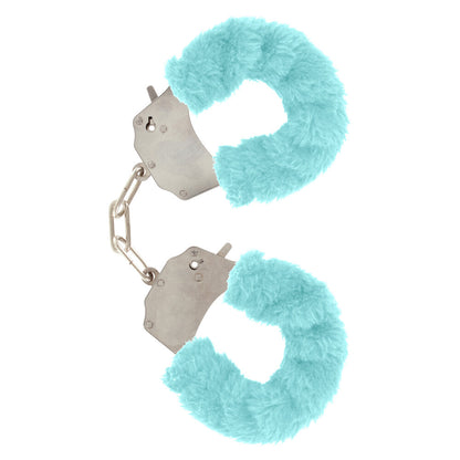 toyjoy furry fun wrist cuffs aqua