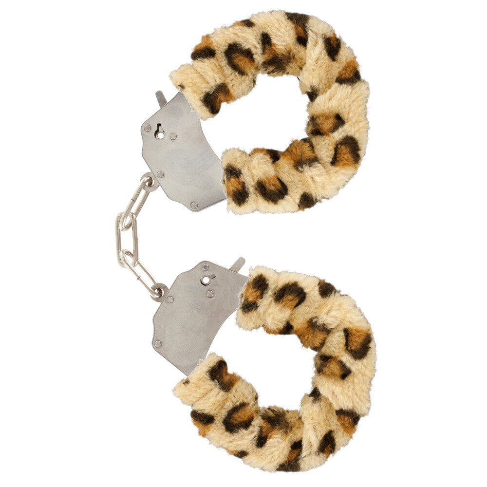 toyjoy furry fun wrist cuffs leopard