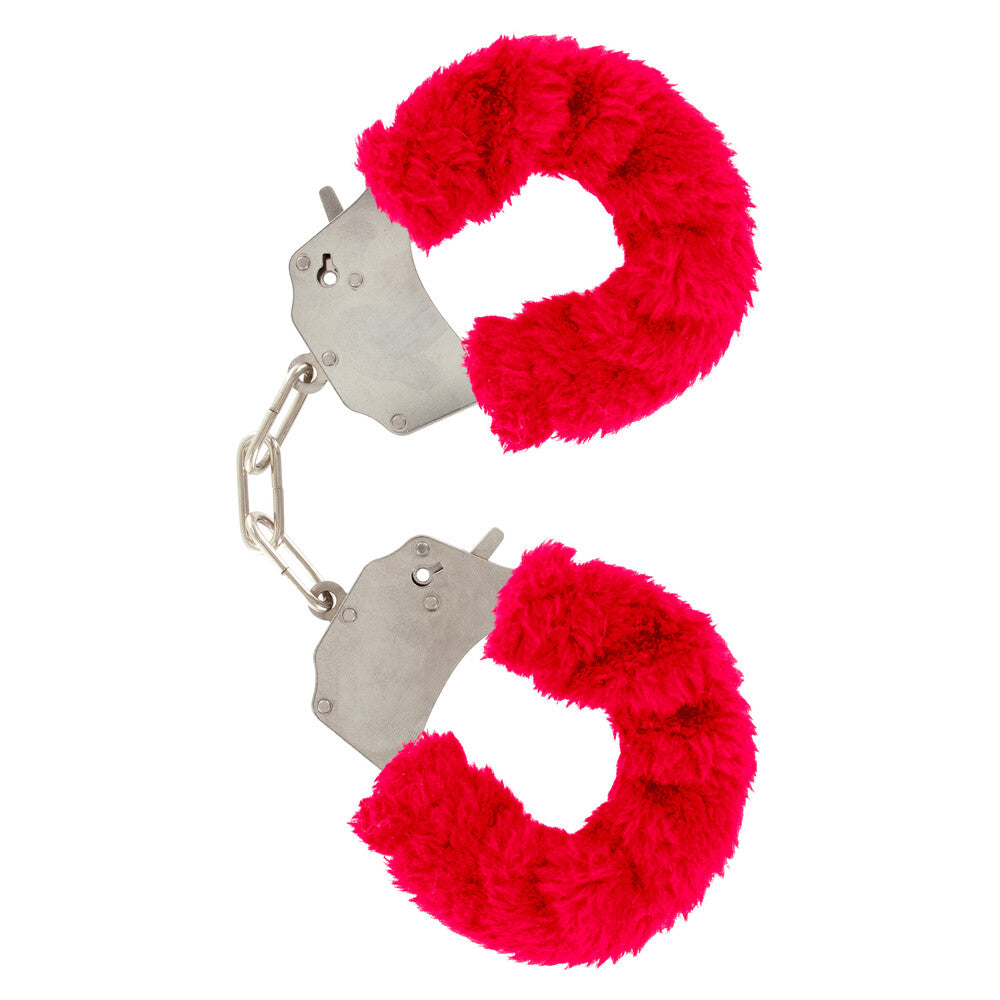 toyjoy furry fun wrist cuffs red