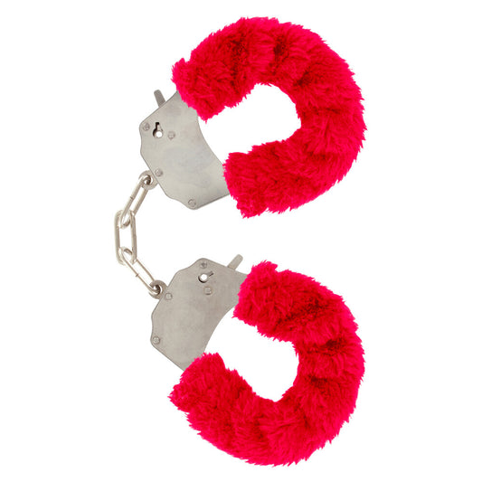 toyjoy furry fun wrist cuffs red