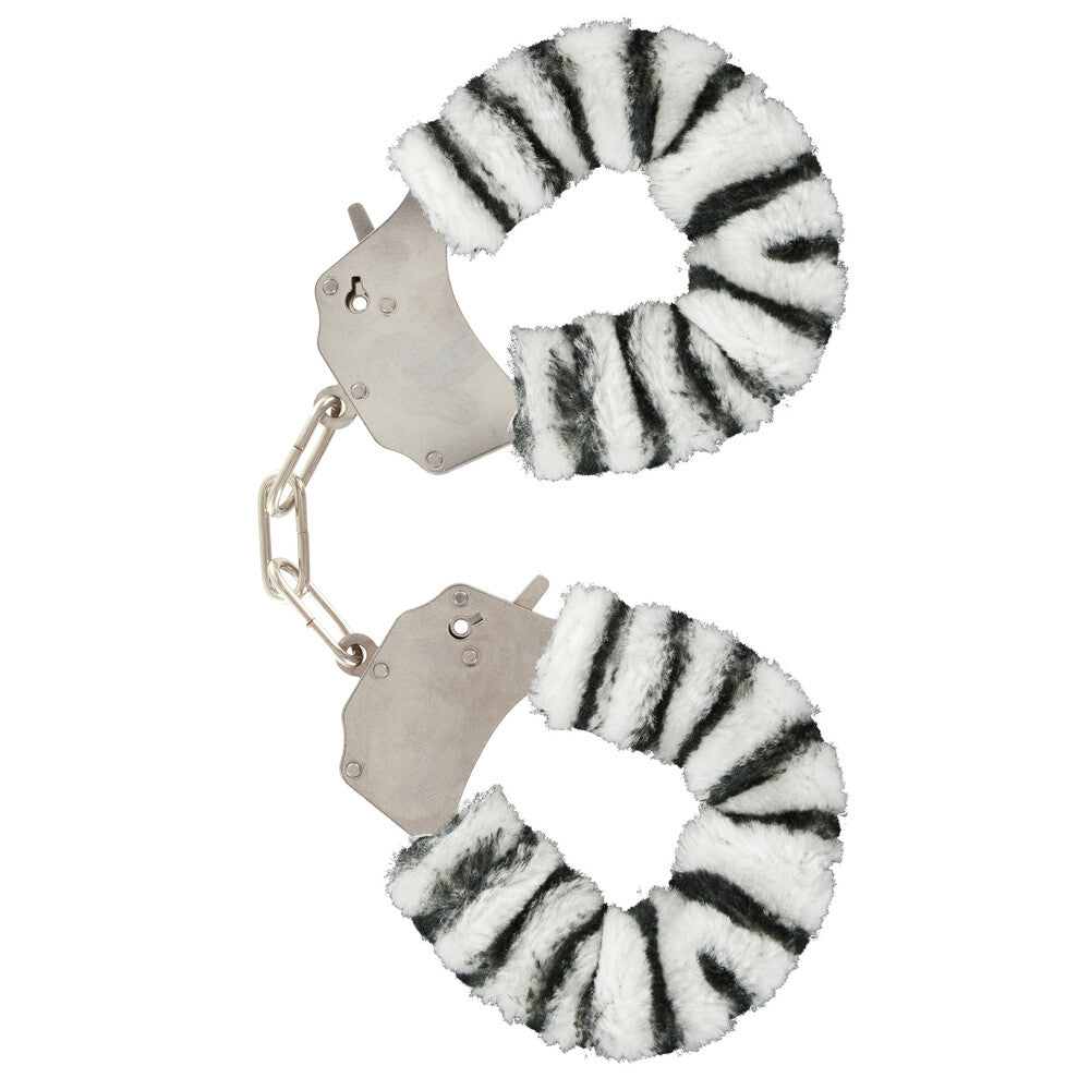 toyjoy furry fun wrist cuffs zebra