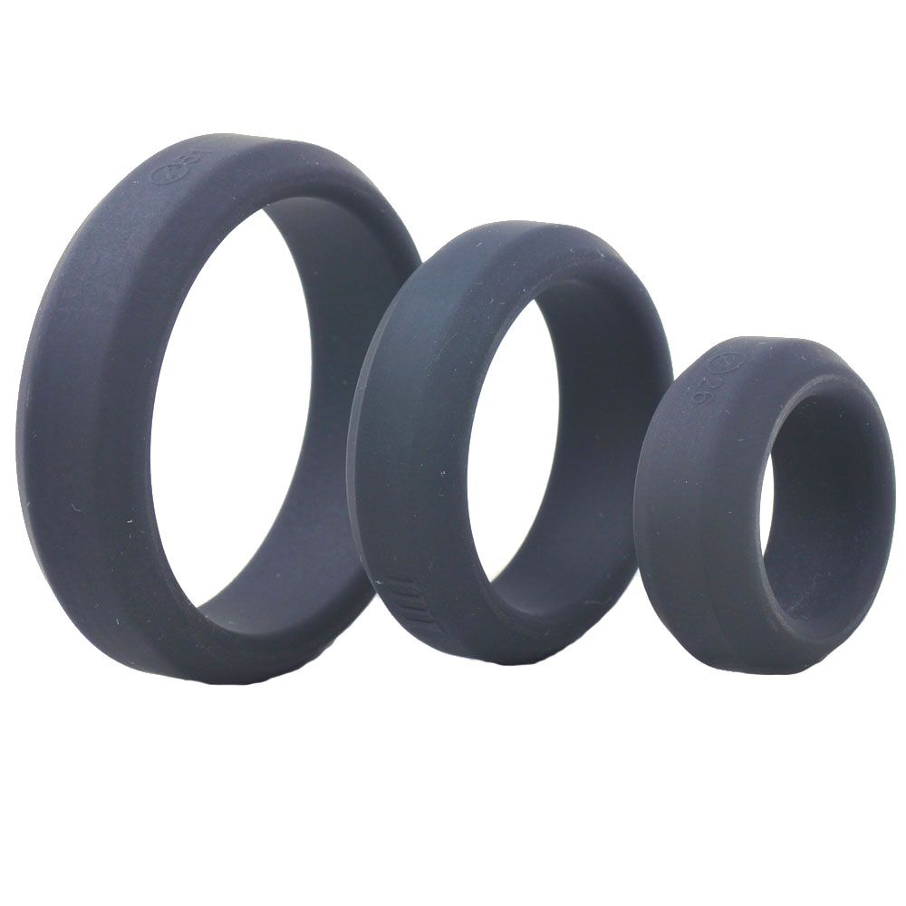 triple black silicone cock rings