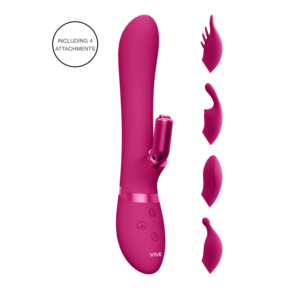 vive chou double action interchangeable rabbit vibrator pink