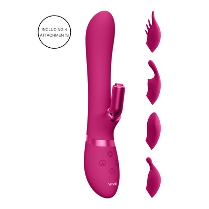 vive chou double action interchangeable rabbit vibrator pink